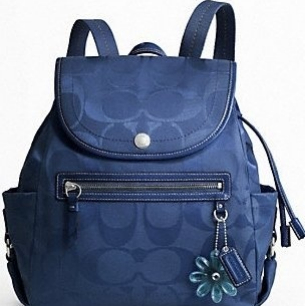 Coach Navy Blue Kyra Nyln Sig Backpack